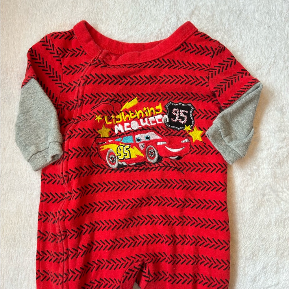 3/$18 Red Lightning McQueen Embroidered Sleeper | Disney | 0-3 months